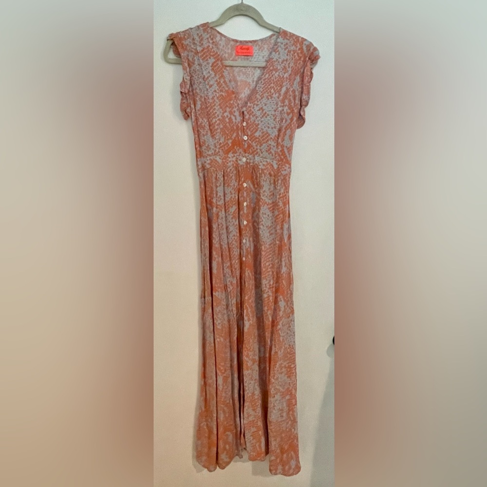 Beachy Peach Button Down Maxi Dress